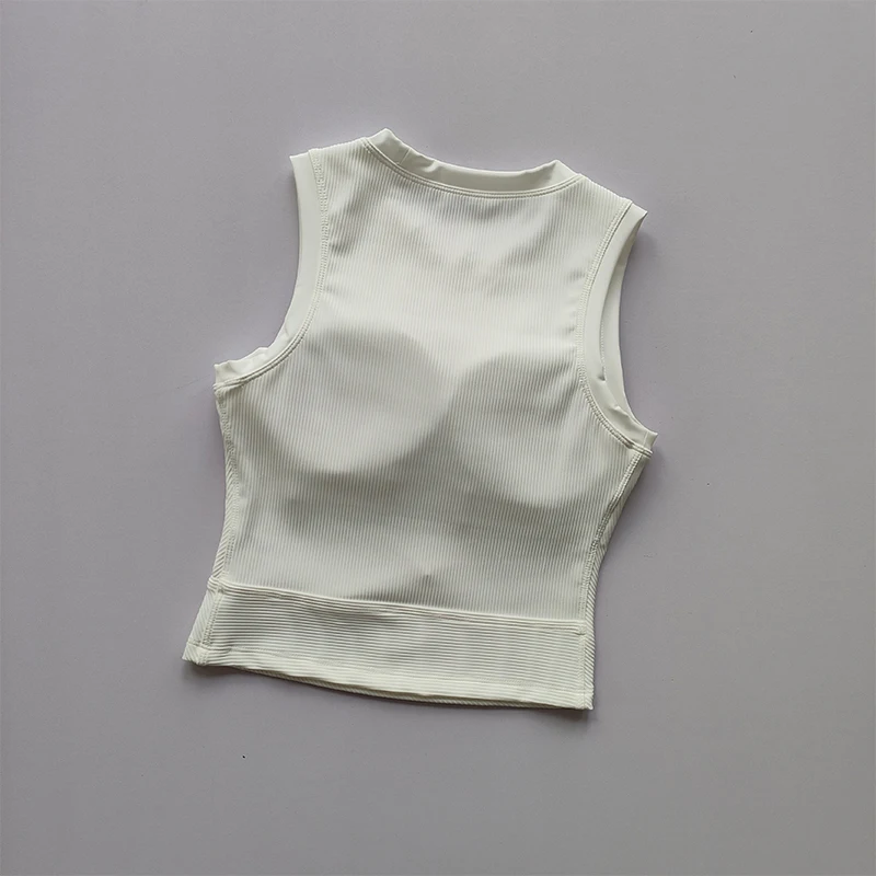 Yoga-Anzug Trägerweste Brustpolster Brustbedeckender Sport-BH Damen-Laufbekleidung Enganliegendes und Figurformendes Fitness-Top – Detail 4