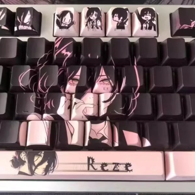 

NEW Reze Keycaps Custom PBT Cherry Profile Keycap Cute Cartoon Anime Point Key Cap for Gamers Wooting 60he ATK68 Original Design