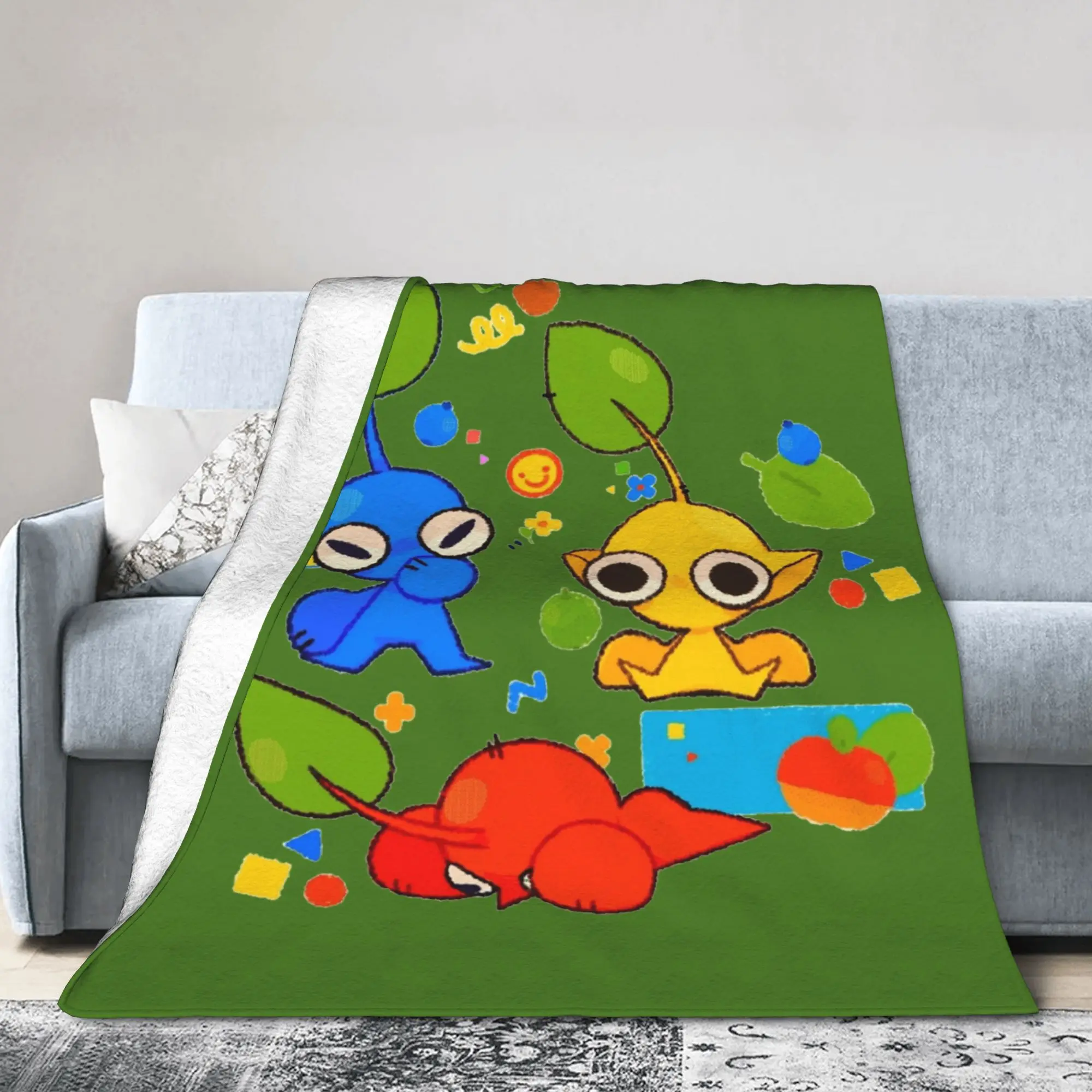 Pikmins 4 Video Game Blankets Velvet  Warm Throw Blankets for Bedding Couch Bedroom Quilt