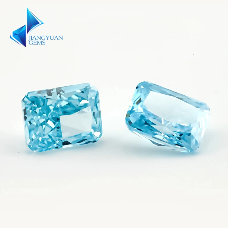 

JIANGYUANGEMS 20#Sky Blue Octangle Radiant Crushed Ice Cut Cubic Zirconia Stone 5A Zircon Loose CZ Synthetic Gems For Jewelry