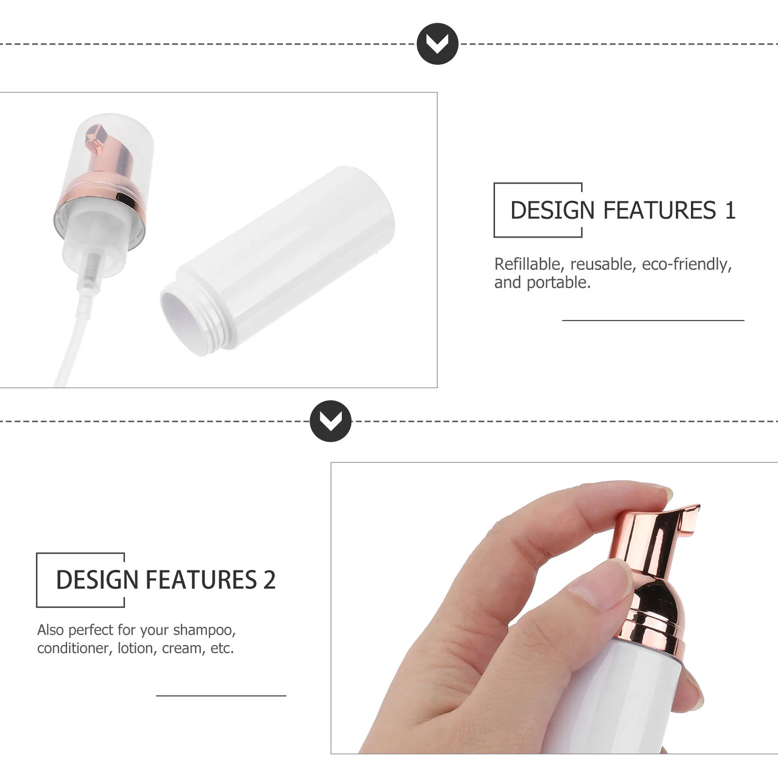 

6pcs Refillable Foam Bottles Eco-Friendly Reusable Plastic Containers Portable Makeup Shampoo Dispenser Long Straw Liquid Soap