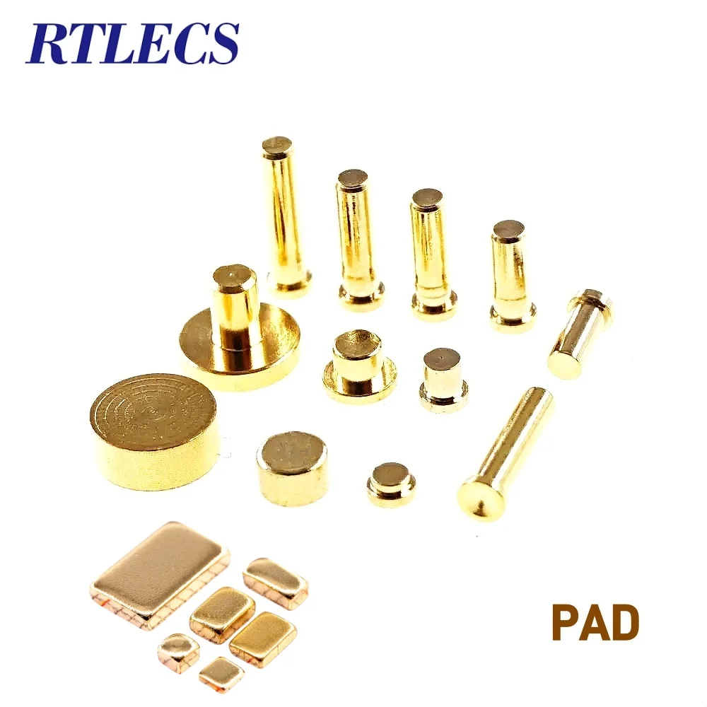 5 Pcs Terminal Target Connector for Spring Loaded Pogo Pin Circular Gold Plated Brass Solder Pad High Current Electronic Contact