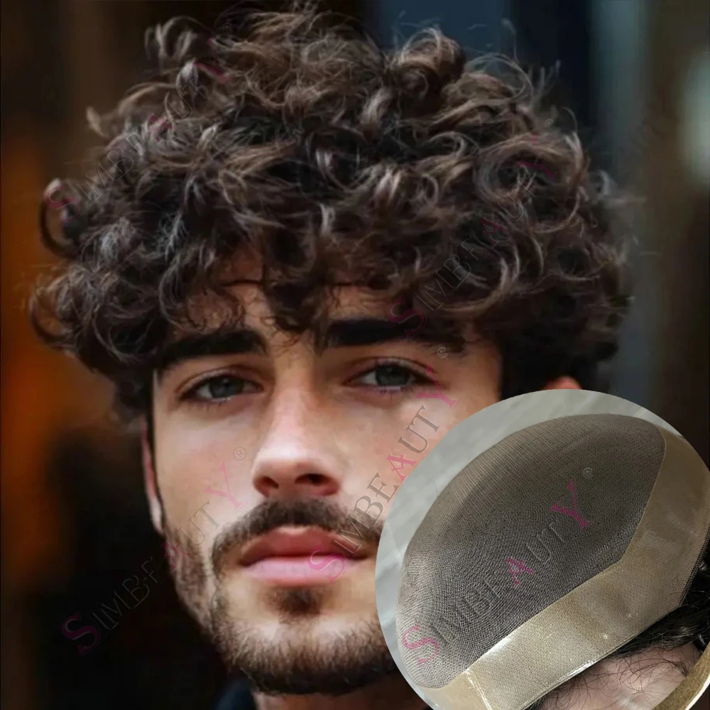 20 ملم/26 ملم أشقر داكن أسود بني # 2 1ب #   شعر مستعار للرجال من الدانتيل الأحادي المتين والبولي يوريثان خط شعر طبيعي 100% شعر بشري للرجال شعر مستعار اصطناعي