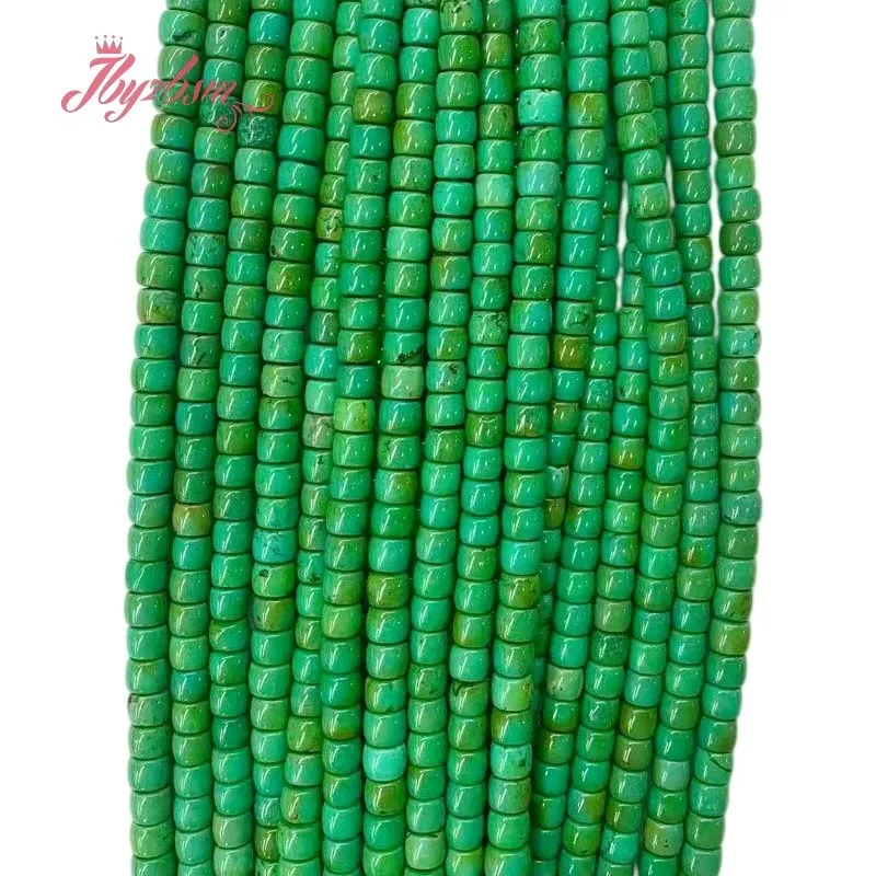 8x10/12x14/14x16mm Natural Green Turquoise Drum Shape Stone Beads For DIY Loose Necklace Bracelets Jewelry Making Strand 15
