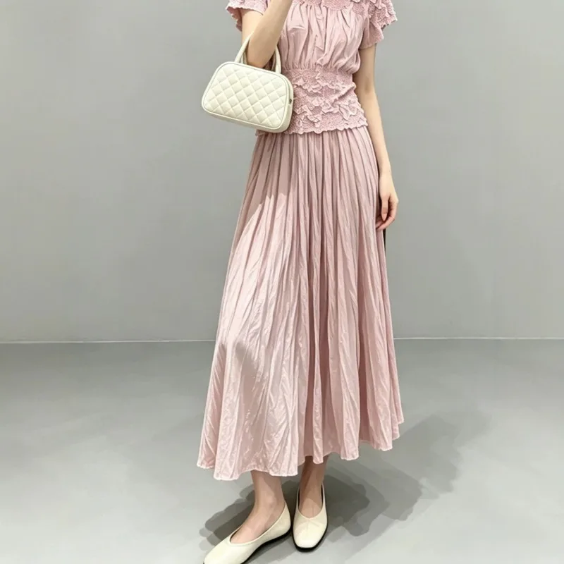 Miyake Pleated Summer High-Quality Women's Skirt 2026 New Elastic Waist Loose Large Hem Skirt Casual Versatile A-Line Long Skirt