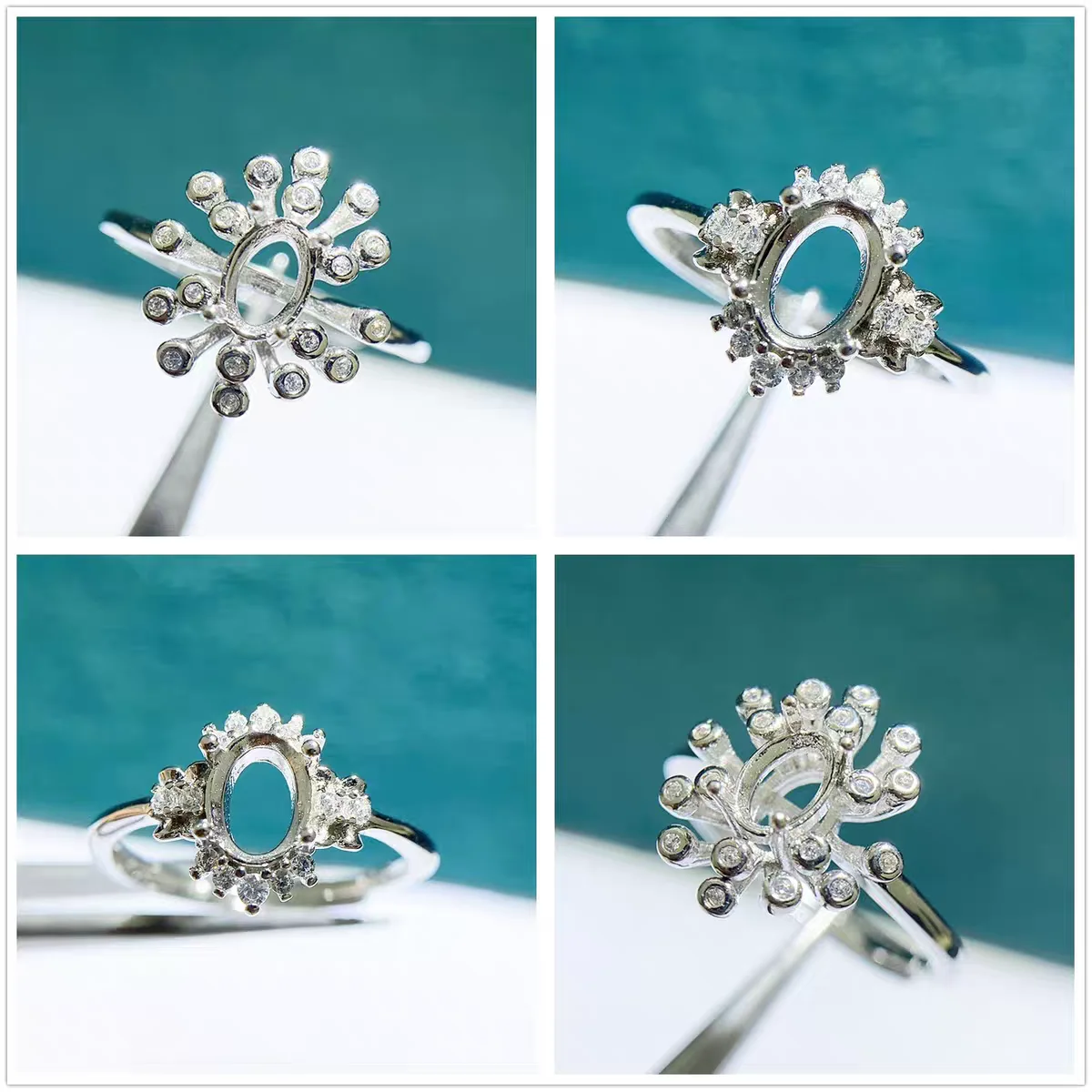 

MeiBaP 4*6/5*7 эллиптический камень стерлингового серебра 925 пробы держатель для колец с цветком DIY пустая поддержка для женщин изысканные очаровательные ювелирные изделия