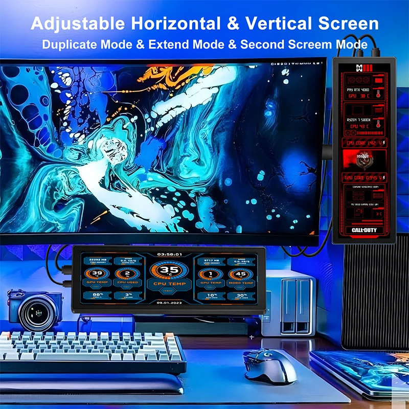 Wisecoco 7.84 Inch Mini Portable LCD Monitor CPU GPU Monitoring IPS Secondary Screen Display for Laptop PC Raspberry Pi 4 Aida64