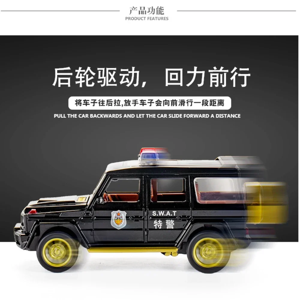 1:32 Mercedes Benz G63 AMG voiture de Police moulé sous pression en alliage de métal modèle de voiture son lumière retirer Collection enfants jouet cadeaux E49 mode