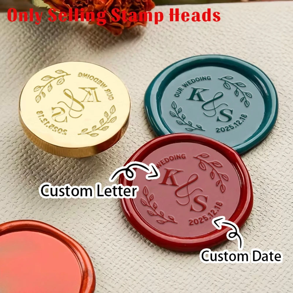 1PC Old Antique Style Personalized Engraved Initials Date Perfect for Wedding Invitations, Holiday Cardsand Gift Wrapping