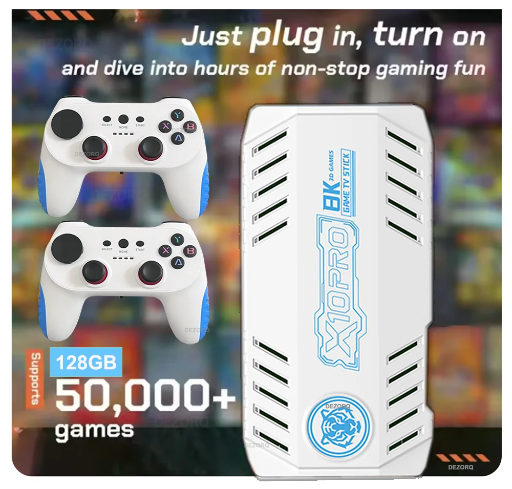 X10 PRO Game Stick 4K وحدة تحكم ألعاب فيديو صغيرة 128G 50000+ ألعاب تلفزيون وحدة تحكم ألعاب محمولة لوحات ألعاب مزدوجة HD مخرج ألعاب ريترو #3