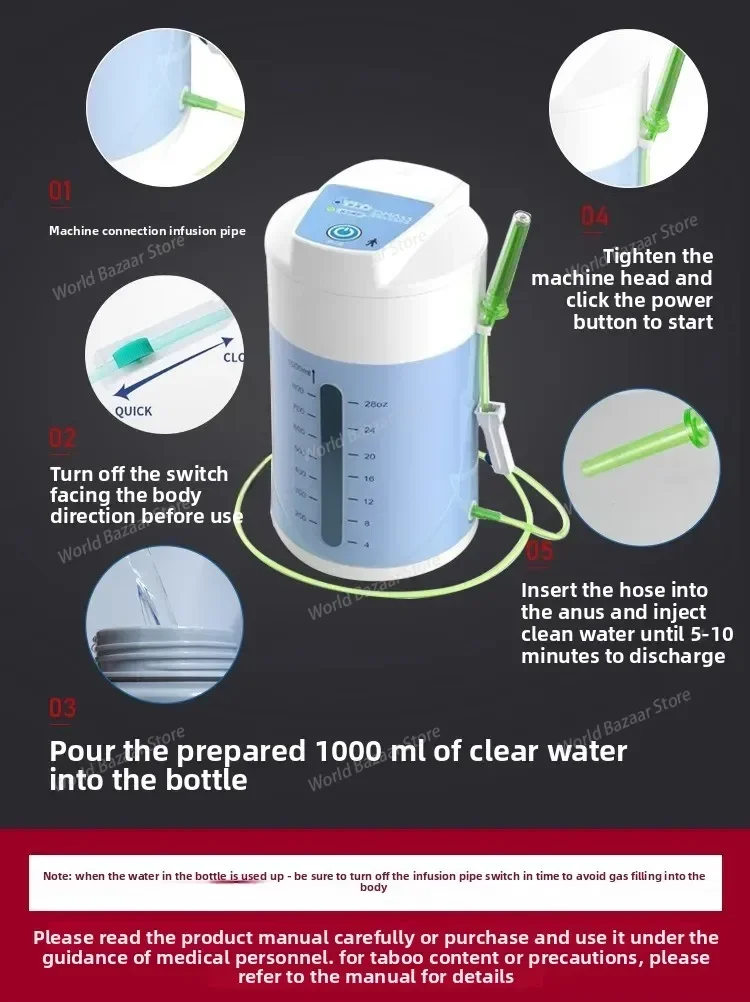 جهاز التغوط الطبي وتنظيف الأمعاء، كيس حقنة شرجية، جهاز تنظيف الأمعاء، جهاز العلاج المائي المعوي المنزلي #6
