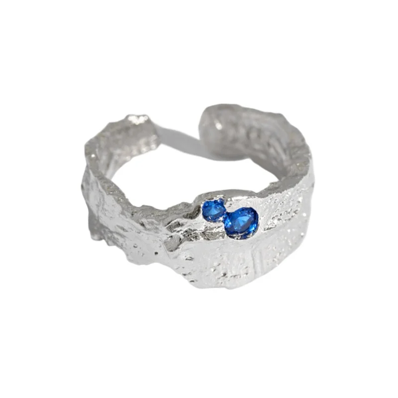 Classic Irregular Texture Design Ring S925 Sterling Silver Rings for Women Inlaid Zircon Fine Jewelry Fashion Versatile Gift055#