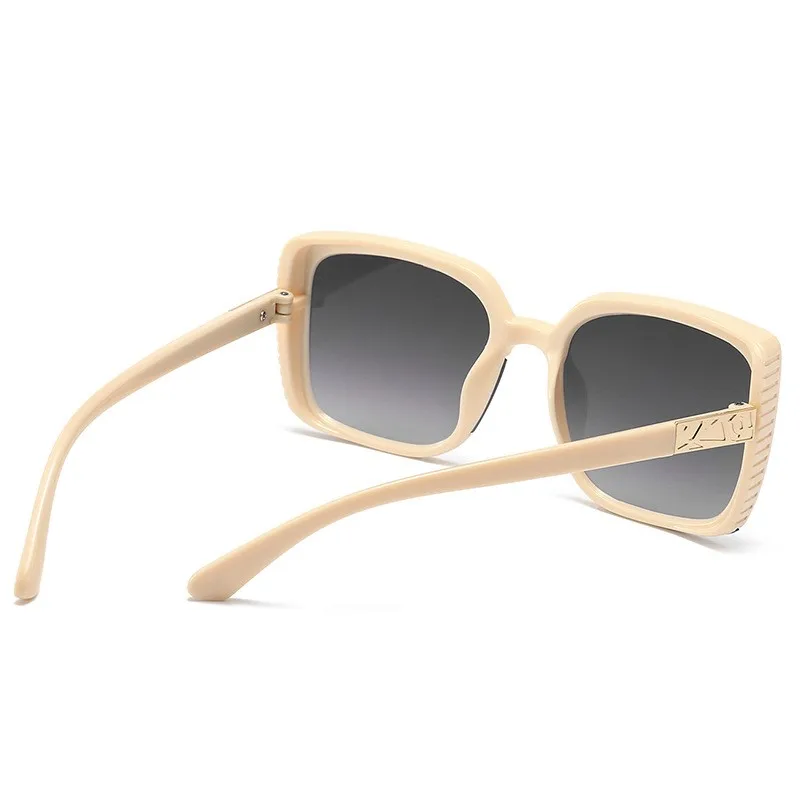Neue stilvolle beige quadratische Sonnenbrille mit großem Rahmen – Sonnenbrille mit UV-Schutzfunktion1041 – Detail 6