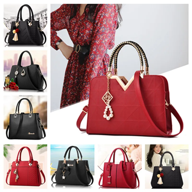 

2023 Fashion Pearls Tassel Pendant Women Handbags PU Leather Totes Bag Brand Crossbody Messenger Bags Women's Shoulder Bag Purse