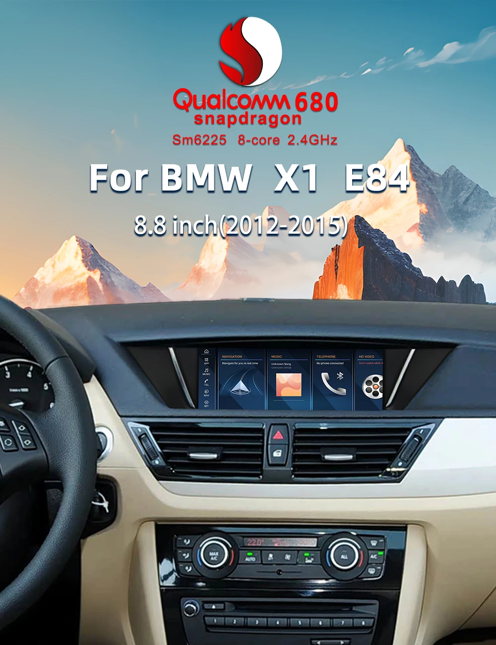 

8.8-inch For BMW E84 X1 Smart Central Control Large Screen Car Navigation All-in-One Machine With Rearview Camera Player