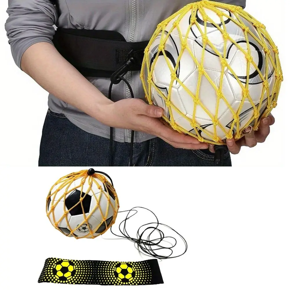 Cinto elástico treinamento de futebol malabarismo net saco chute ajustável bola controle trainer net bolso portátil