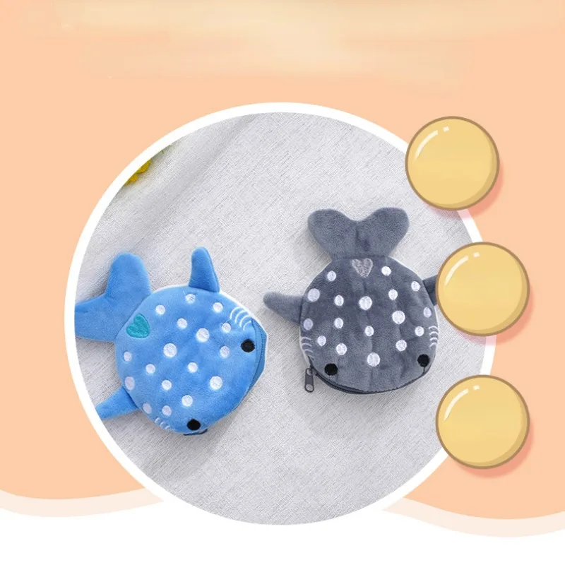 Cute Cartoon Plush Shark Coin Purse for Women, Animal Wallet, Pendant Storage, Lenços Femininos, Change Purse, Key, Earphone Pouch