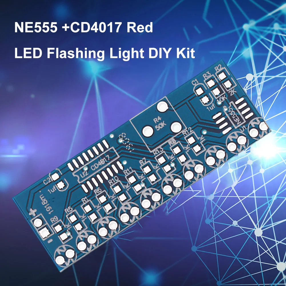 DIY LED Flashing Light Kit NE555 CD4017 2.5-14.5V SMD Soldering Practice Suite LED Flashing Light DIY Kit