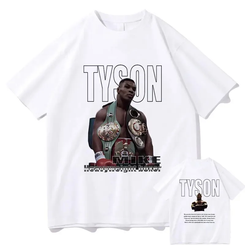 Boxing King Mike Tyson Double Sided Print T-shirt Men Women Casual Oversized O-collar T Shirts Male Fashion Streetwear Tshirt