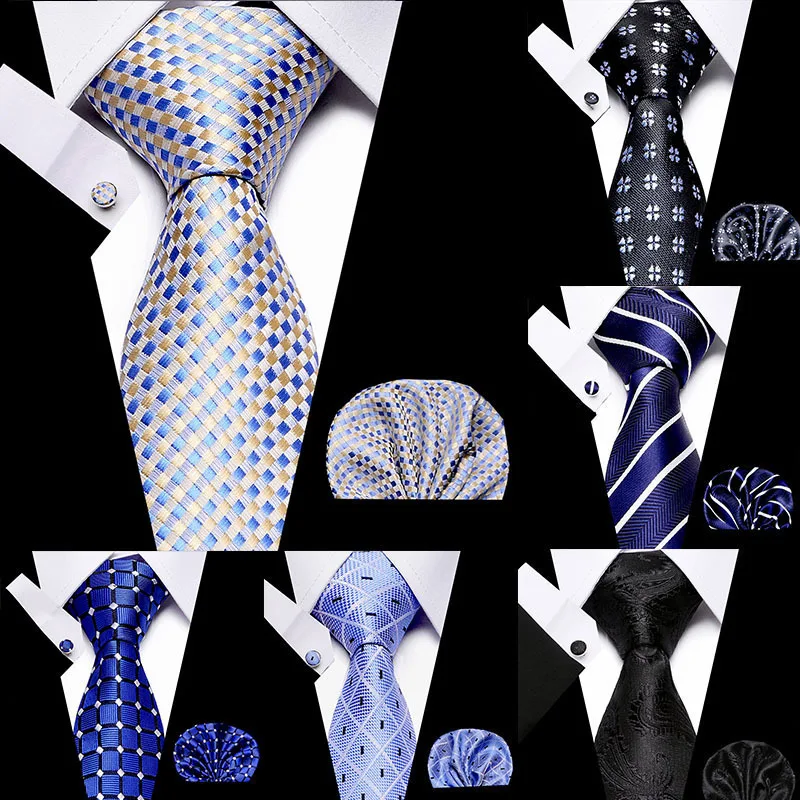 Elegant tie Men's Luxury Tie Striped point Fashion tie Handkerchief Cuff links 3-piece Business wedding gift set Accessories