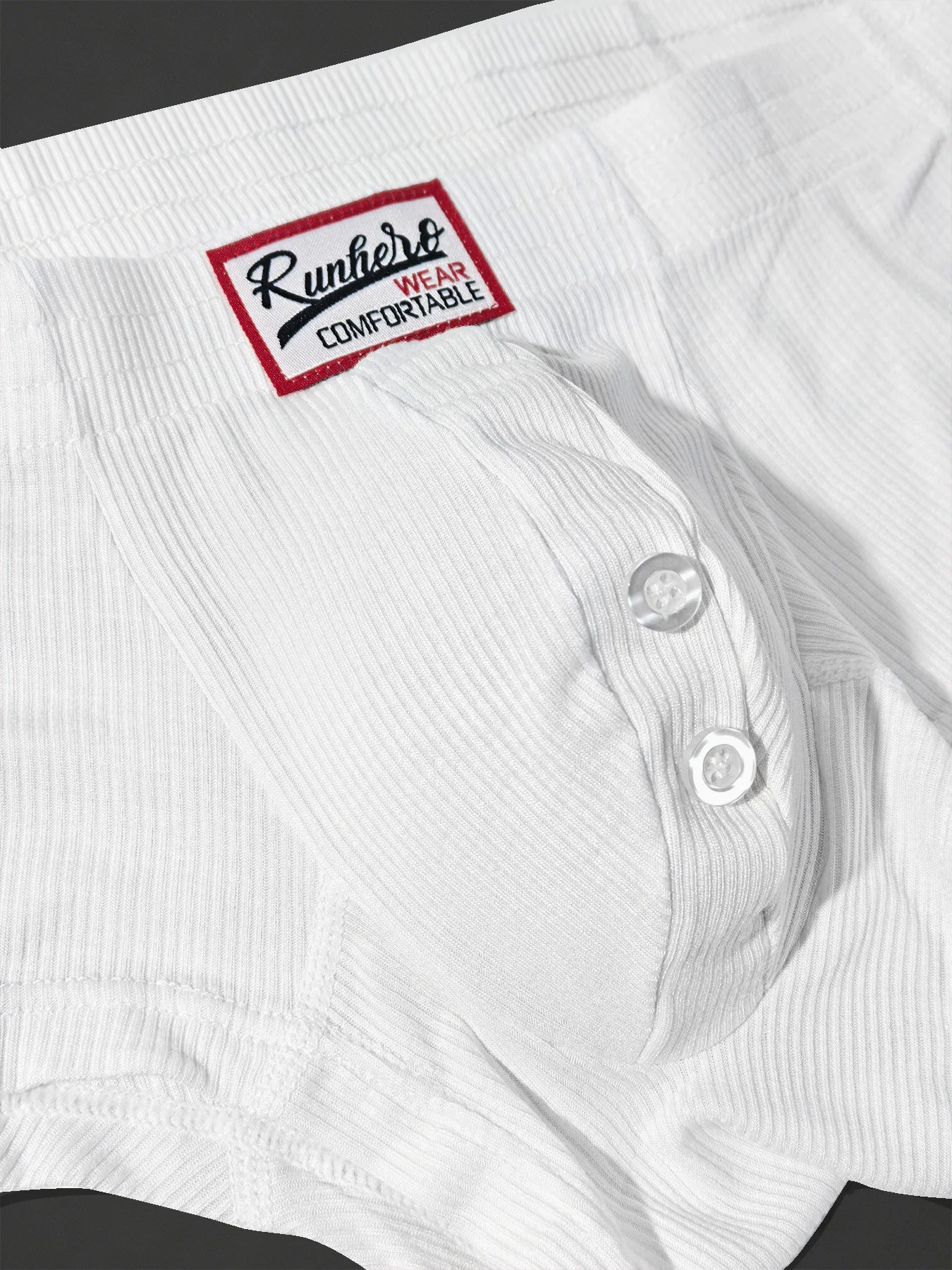 Herren Komfortable Slim Fit Flache Unterwäsche Synthetische Baumwolle Hohe Elastizität Knopf-Dekoration Einfarbige Unterwäsche – Detail 3