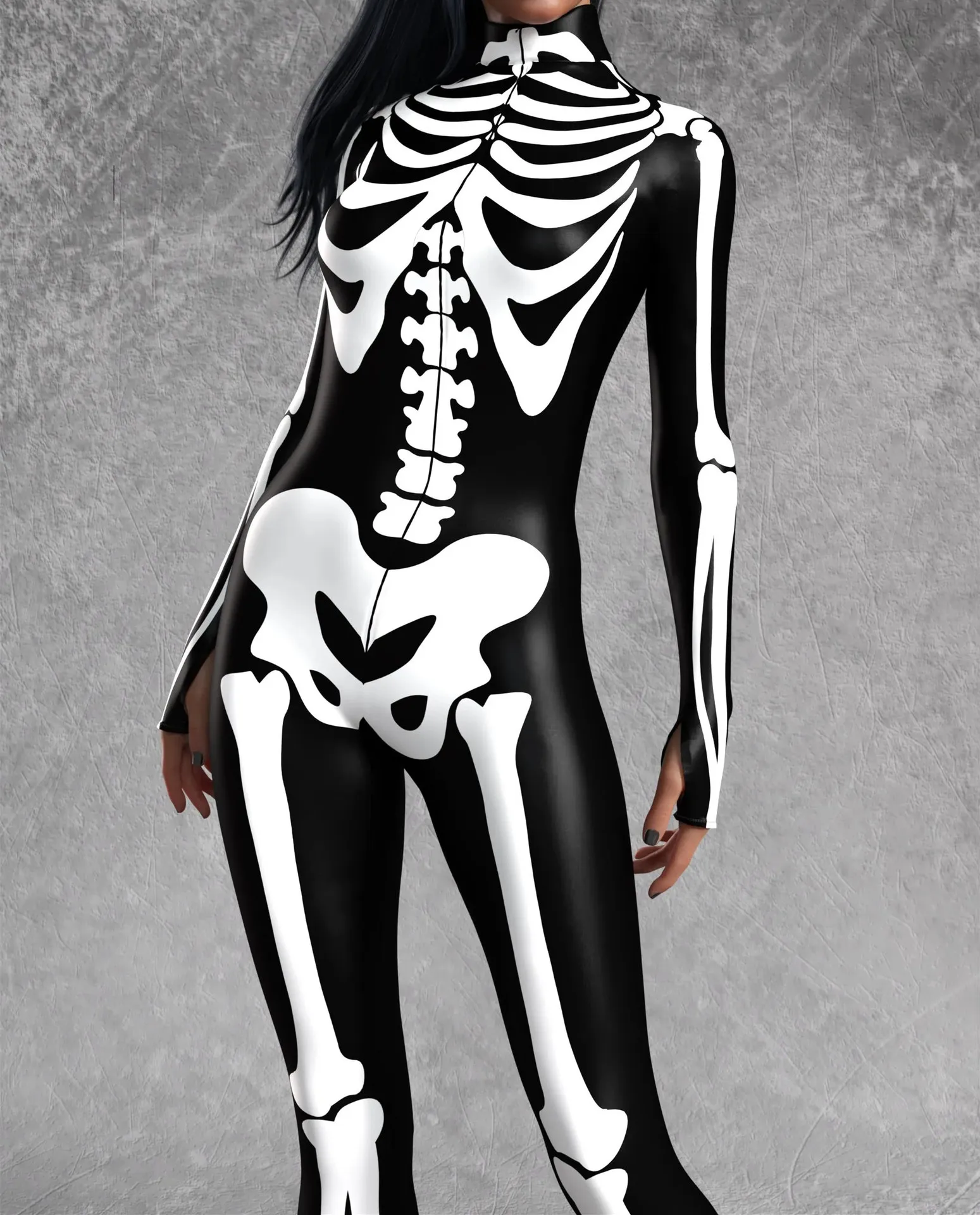 Halloween-Karneval-Party-Shows Cosplay-Bodysuit-Kostüm Dehnbarer Damen-Zentai-Outfit Farbig Diamantbedruckter Tech-Jumpsuit 2026 – Detail 5