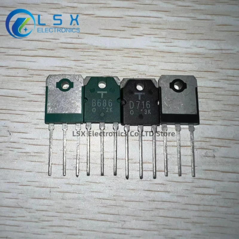 5Pairs/10Pairs(20PCS)/Lot 2SB686 B686 + 2SD716 D716 TO-3P 8A 100V Silicon PNP + NPN Power Transistor