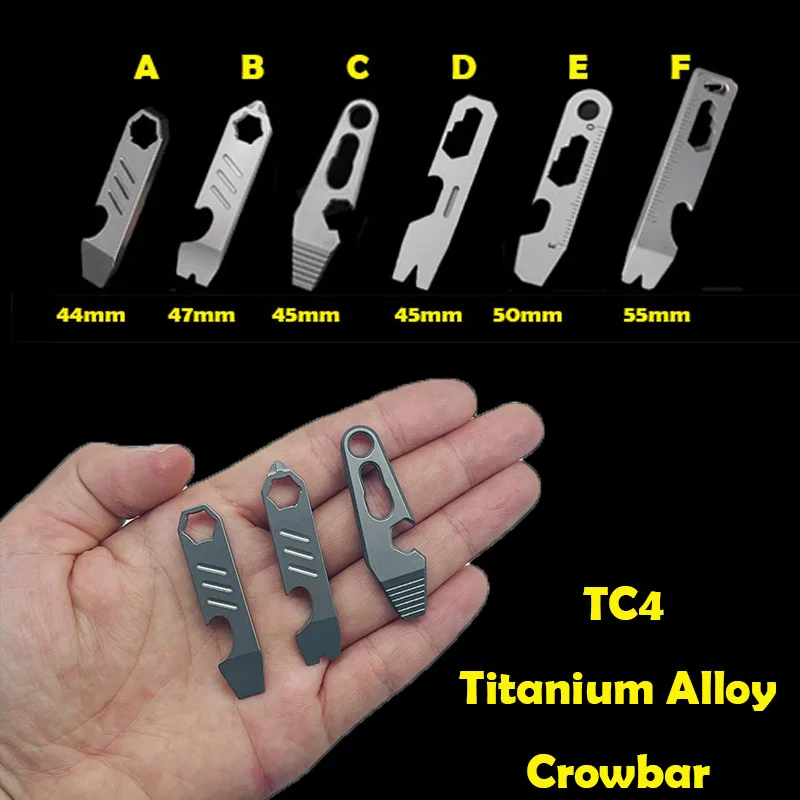 8 w 1 MINI TC4 Łom ze stopu tytanu Otwieracz do butelek Skala stopniowana Klucz sześciokątny EDC Narzędzia outdoorowe Wielofunkcyjny sprzęt kempingowy