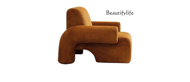 Nordic Designer Model Minimalist Retro Fabric Leisure Chair Living Room Orange Single-Seat Sofa Chair