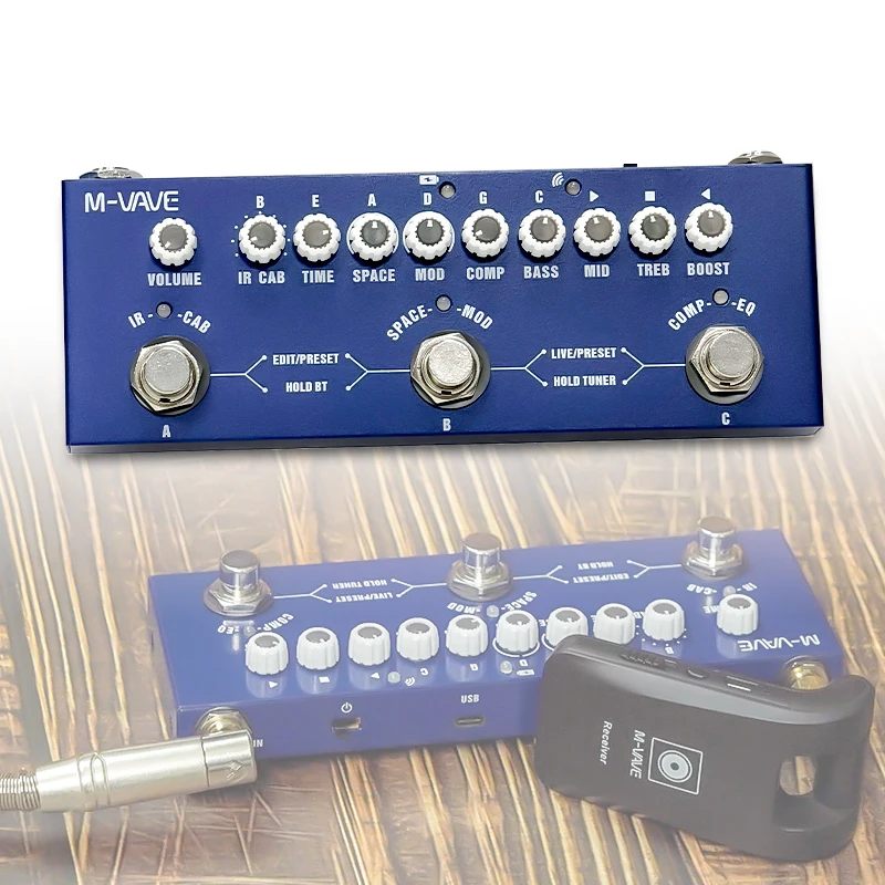 M-VAVE Cube BABY Effectpedaal voor basgitaar M-VAVE 3 EQ 8 IR-bestandsleuven Multi-effectpedaal Ingebouwde batterij Bluetooth-ondersteuning