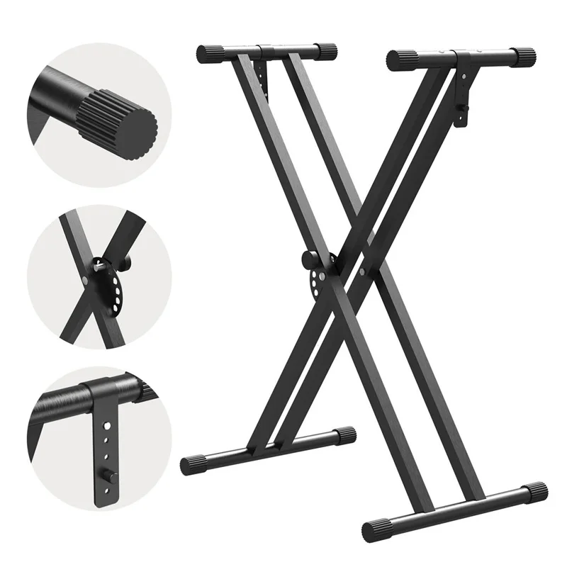 54 61 76 88 Key Electronic Piano Stand Adjustable X-type Double Tube Iron Rack Universal Keyboard Instrument Stand Accessories