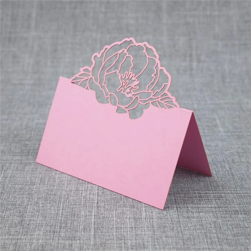 50pcs Laser Cut Flower Shape Place Cards Wedding Name Cards for Wedding Party Table Decoration Wedding Decor