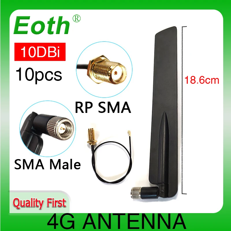 

Eoth 10pcs 4G lte antenna 10dbi SMA Male Connector Plug antenne router 21cm ipex 1 SMA female pigtail Extension Cable