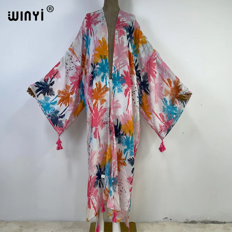 WINYI Africa new summer print Women Cardigan Loose Long Dress Cocktail Party Boho Maxi beach Holiday Swimming Cover Up Kimonos