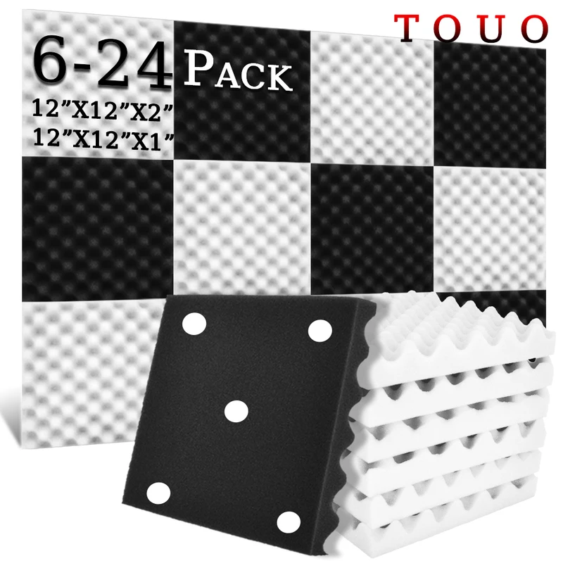 

TOUO 6/12/24 Pcs Egg Cotton Acoustic Foams High Density Sound Absorbing Material Studio Sound Foam High Density Soundproofing