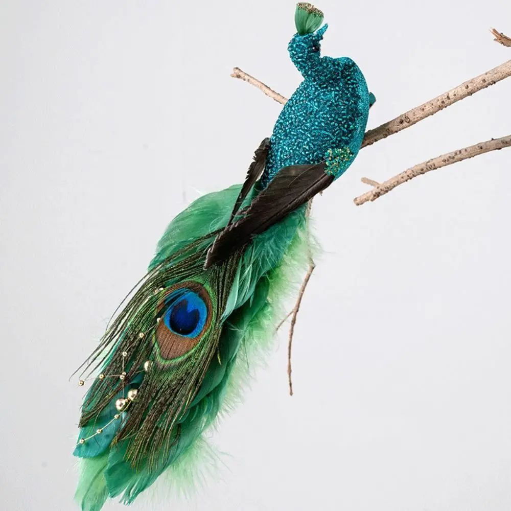 

Shimmering Christmas Peacock Decoration Realistic Feathers Foam Peacock Toy DIY Crafts Cartoon Simulated Peacock