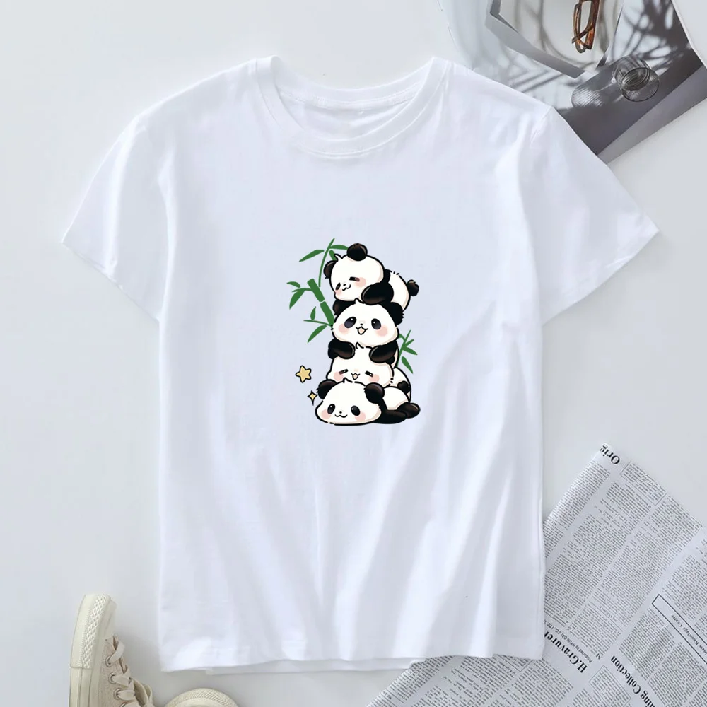 100% Cotton Women's T Shirt Oversized Women's Top Panda Graphic Multi-Color Soft Breathable Tshirt Summer Short Sleeve Tees