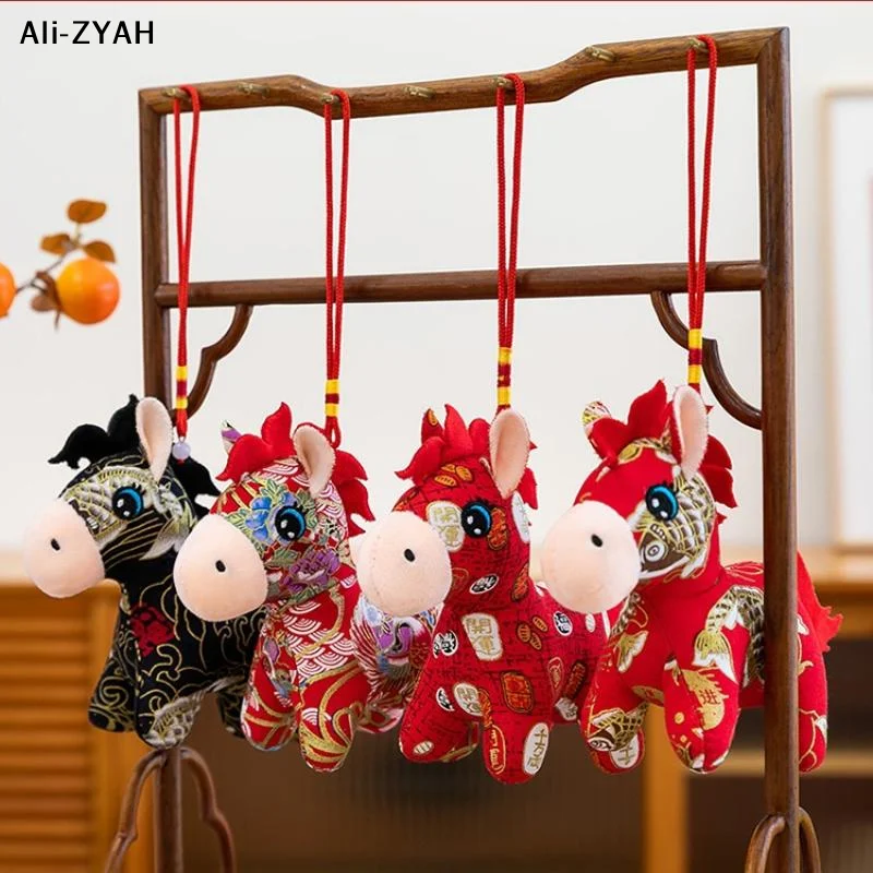 (YY)1Pc 2026 新年マスコット馬ぬいぐるみ子供用ギフト 15/20 センチメートル布馬家の装飾フェスティバル用