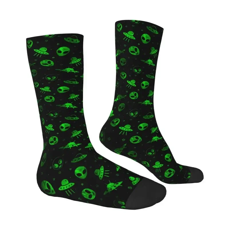 Homens e mulheres respirável impressão 3D Socks Futebol, UFOs bonitos e Aliens, Masculino Sports Socks