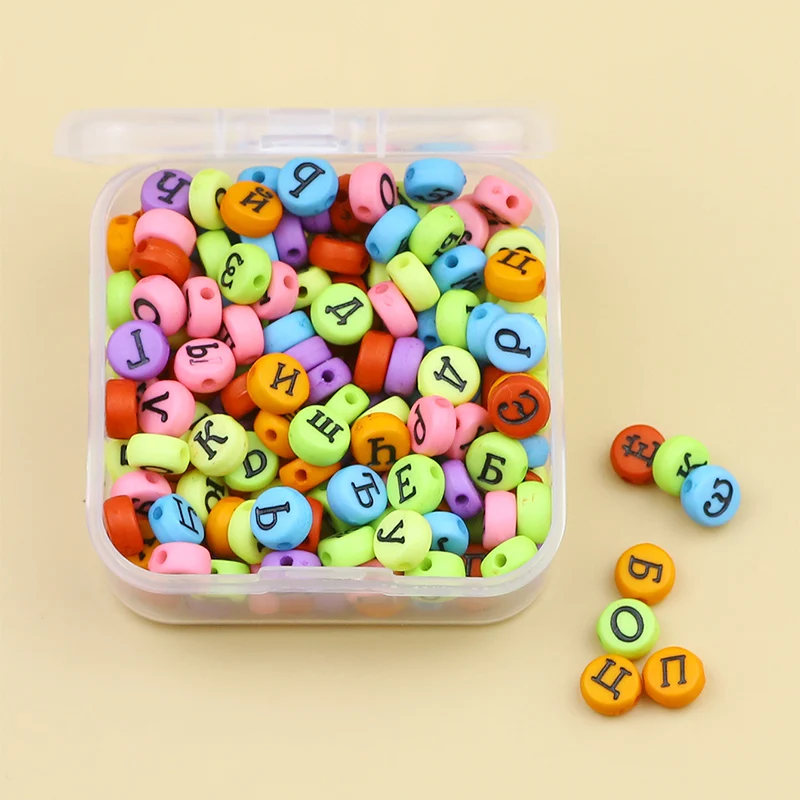 Mixedcolor Russian LOVE letter Loose Spacer Beads Name Bracelet Necklace Making For Jewelry DIY Accessories 4x7mm 200pcs / Box