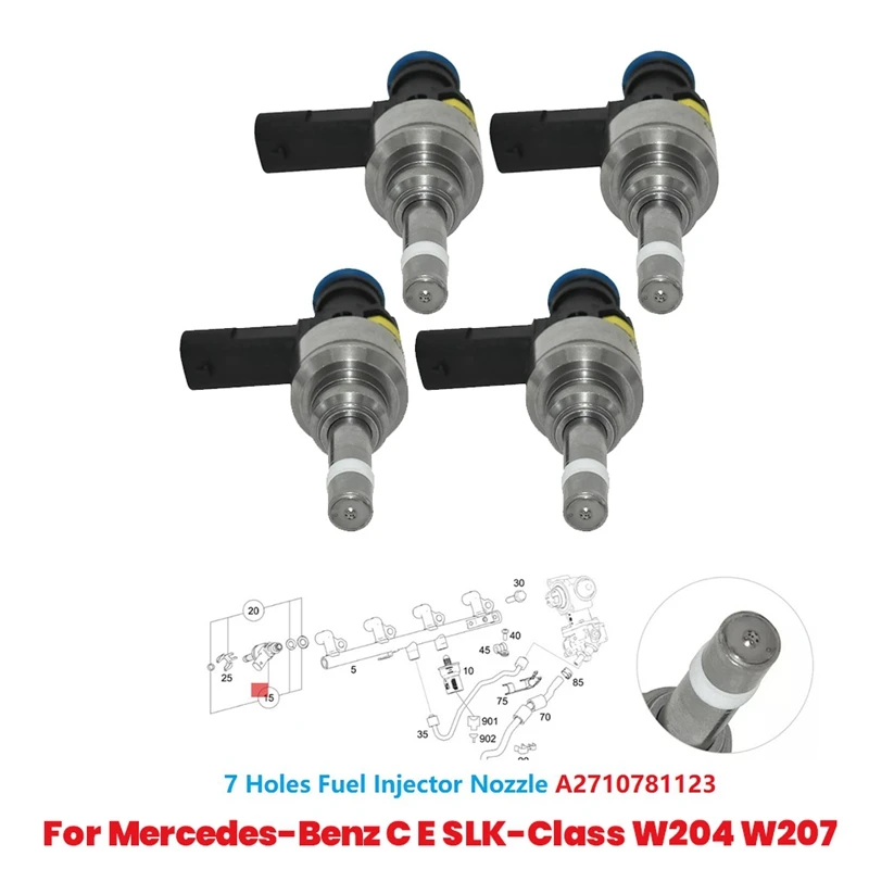 

4Pcs Fuel Injector Nozzle A2710781123 FJ1211 For Mercedes-Benz W204 W207 W212 C180 C200 C250 E200 E250 SLK200 SLK250