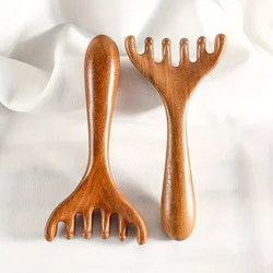 1/2pcs 백단 자오선 빗 두피 마사지 기계 나무 Gua Sha 빗 뿔 모양의 자오선 브러시 두피 관리를위한 마사지 도구