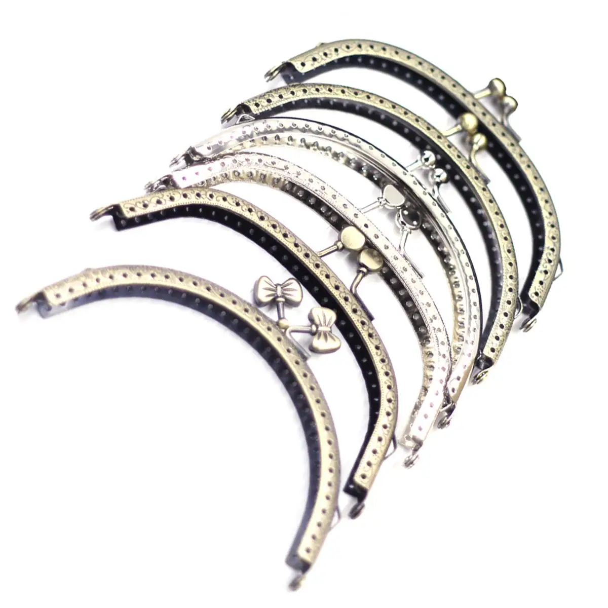 20Pcs Mixed Colors 12.5cm Metal Arch Purse Bag Frame Kiss Clasps Clips DIY Clutch Handicrafts Hardware Handles Accessories