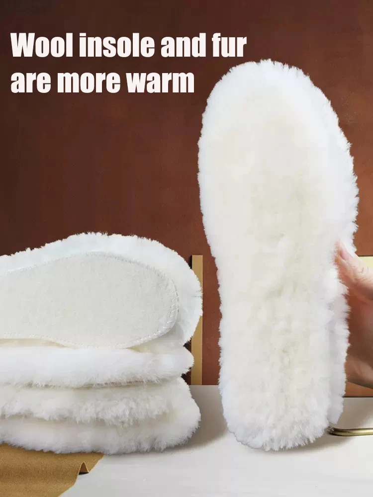 Winter Warm Insoles Real Fur Wool Natural Heated Shoe Pads Men Women Soft Thick Snow Boots Insets Pad