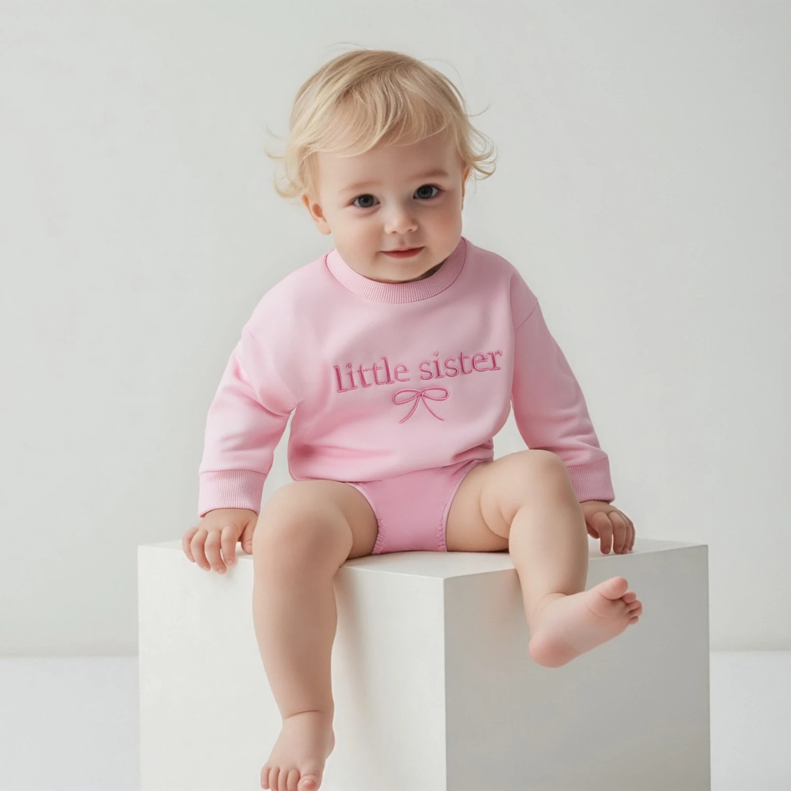 Baby Girl Sweatshirt Romper Long Sleeve Crew Neck Bow Letter Embroidery Bodysuit Cute Baby Spring Outfit