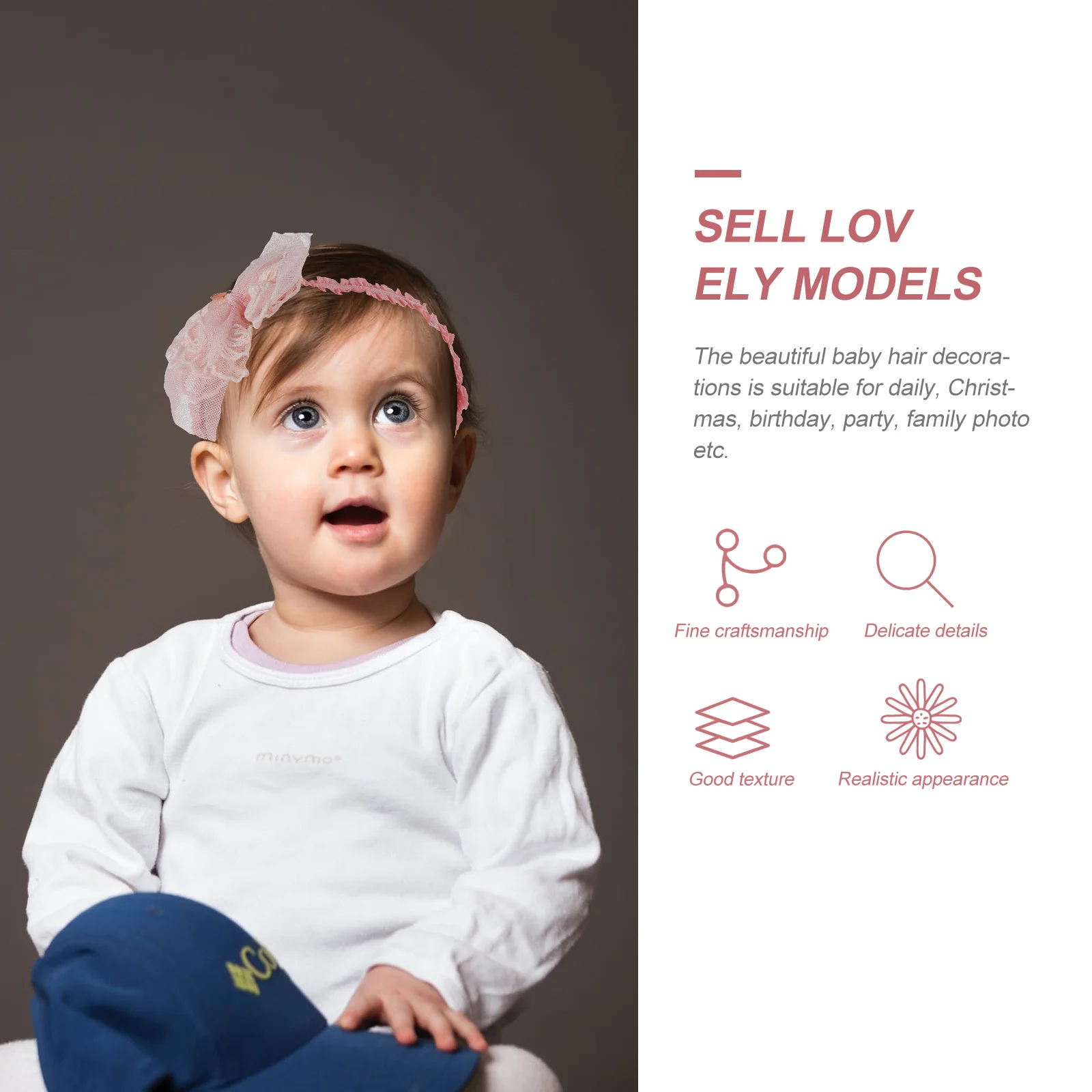 

2Pcs Infant Lace Headband Adorable Baby Hair Decoration for Girls Breathable and Durable Kids Lace Headband Newborns Accessory