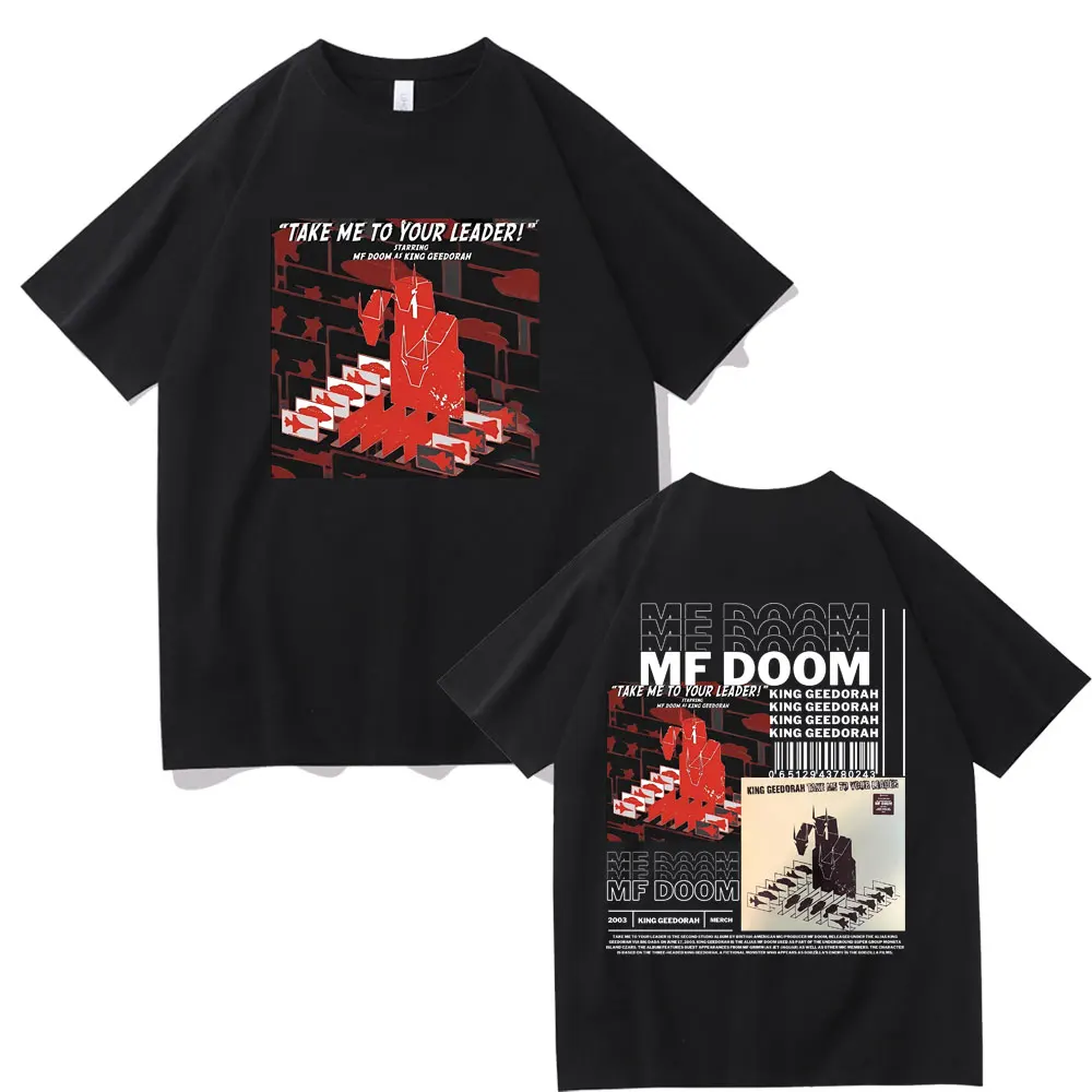 Rapper Mf Doom 2003 King Geedorah Album Cover Double Sided Print Tshirt Men Women Hip Hop Oversized T Shirt Male Black T-shirts