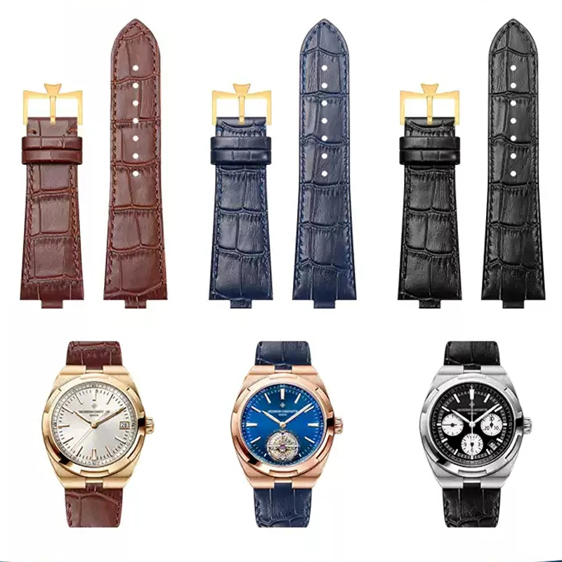 

25*8Genuine Leather Watchband For Vacheron Constantin OVERSEAS Series 4500V 5500V P47040 Stainless Steel Buckle Men Watch Strap