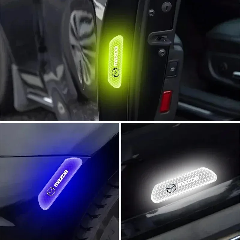 4PCS Car Door Reflective Warning Stickers Anti-collision Safety Decals For Mazda 3 6 2 CX-5 CX-30 CX-50 CX-60 CX-90 MX-30