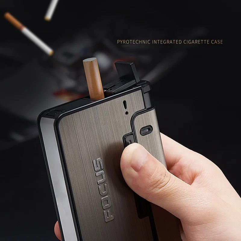 cigarette device holder Portable Automatic Cigarette Case Metal Cigarette Holder Box for 8pcs King  Size Cigarette,Lighter Not Included,Gift for Men Dad